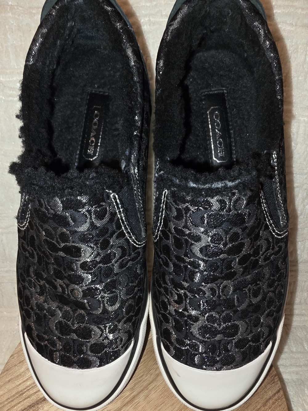 COACH Black Signature Slip-On Sneakers